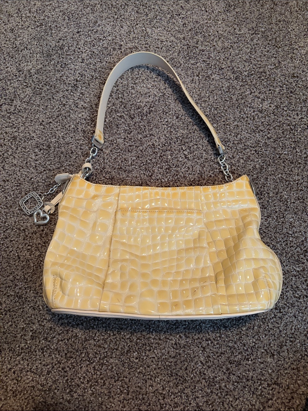 Brighton Yellow Croc-Embossed Shoulder Bag with Heart Charm